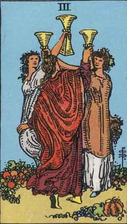 Três de Copas Invertido: Triângulo amoroso, fofoca, terceira pessoa, carta de traição no tarot