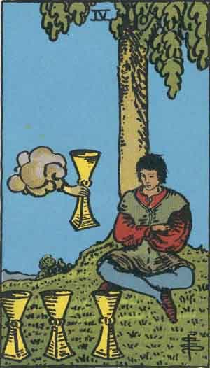 Significado da carta Quatro de Copas no Tarot Carta Quatro de Copas no Tarot (Rider-Waite) - significado e interpretação