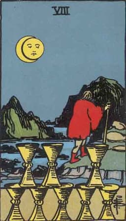 Oito de Copas: Fuga emocional, parceiro indo embora por dentro, carta de traição no tarot