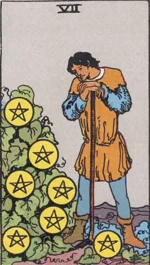 Significado da carta Sete de Ouros no Tarot Carta Sete de Ouros no Tarot (Rider-Waite) - significado e interpretação